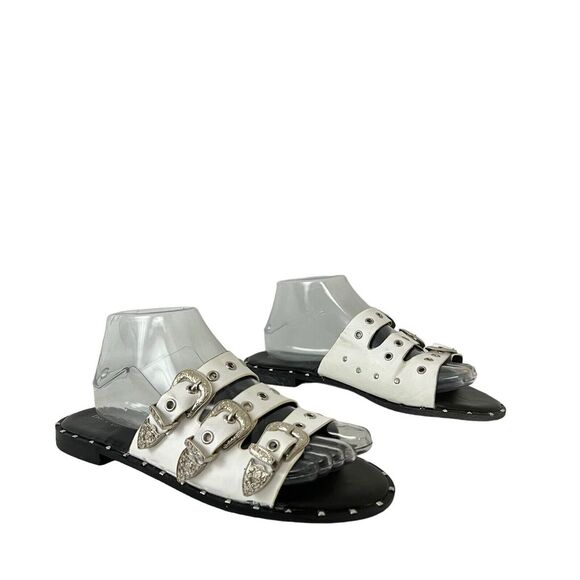 Henry Ferrera Collection Womens Size 8.5 White Western Flat Sandal - Picture 1 of 8
